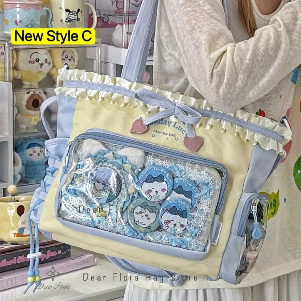 y2k mignon japonais ins ita sac lolita fille fourre-tout transparent sac à bandoulière grande capacité sac à bandoulière décontracté bricolage affichage sacs à main