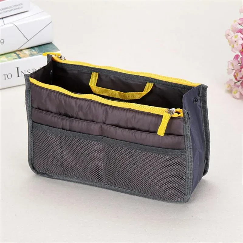 organisateur insérer sac femmes nylon voyage brosses organisateur sac à main sac à main grande doublure dame maquillage sac cosmétique pas cher femme fourre-tout