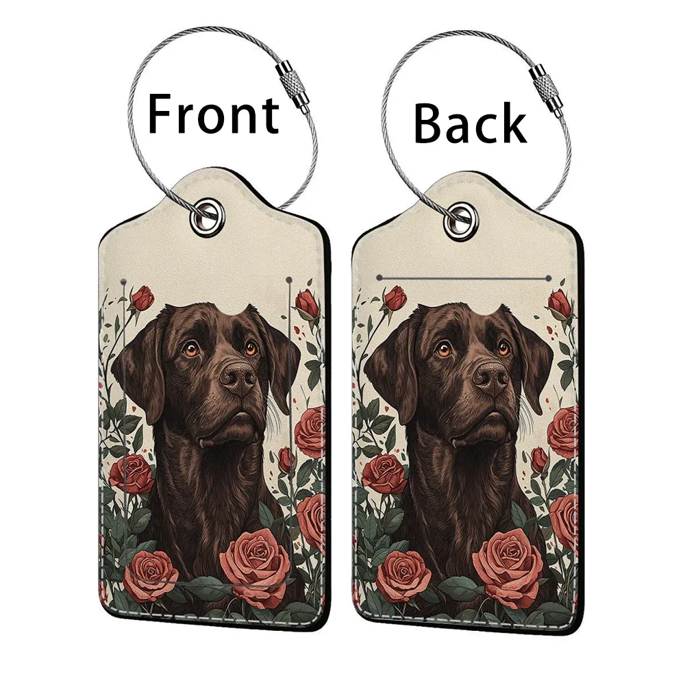 offre spéciale mignon chien en cuir affaires étiquette de bagage valise adresse étiquette bagages embarquement étui étiquette nom id adresse clip