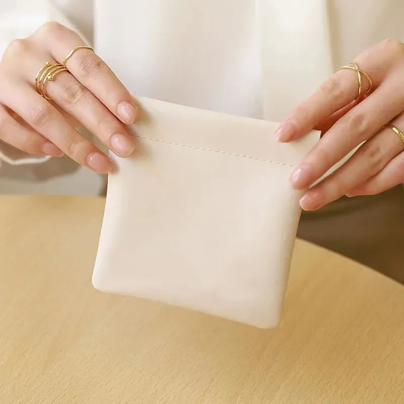 mini sac de rangement de maquillage simple en cuir pu pour femmes, petite pochette carrée pour cosmétiques, sacs de rangement portables pour clés de maquillage