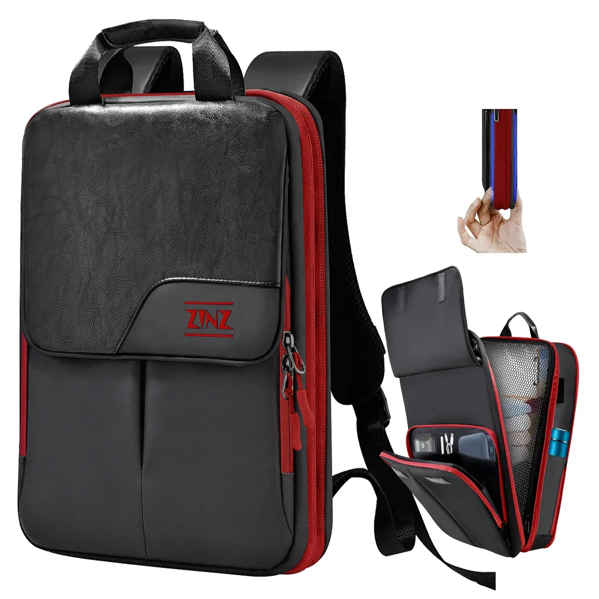 sac à dos extensible mince pour ordinateur portable 15,6-17 pouces, sac à dos de voyage d'affaires étanche à la pluie pour hommes et femmes