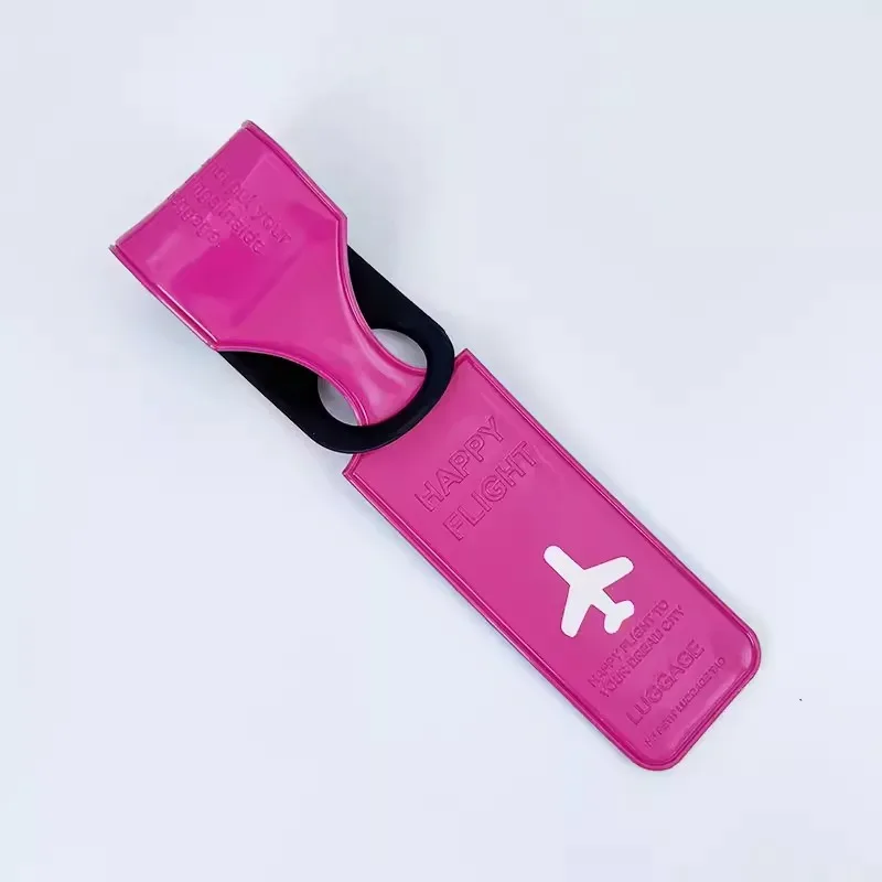 étiquette bagage pvc transparente rouge bleu noir rose jaune voyage avion identification nom adresse