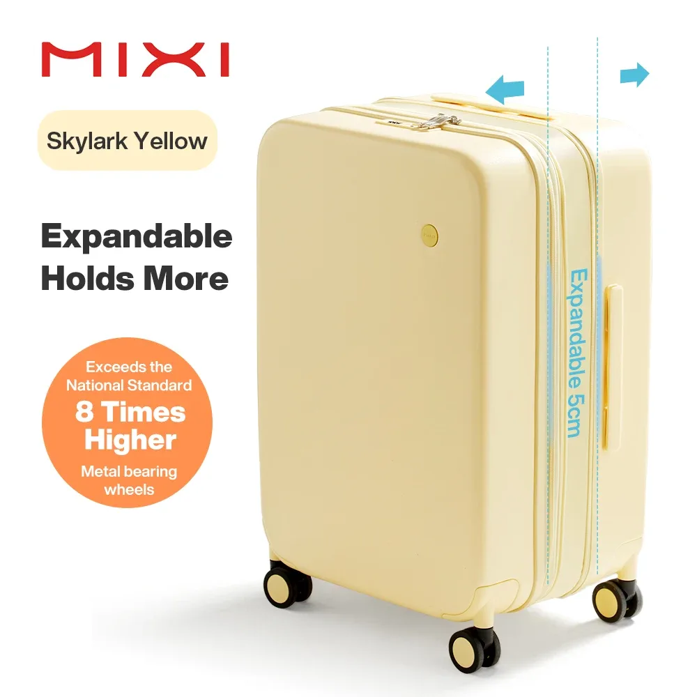 mixi nouveau design bagage de voyage extensible puristique serrure tsa léger grande capacité pc valises roulettes 20 24 26 pouces