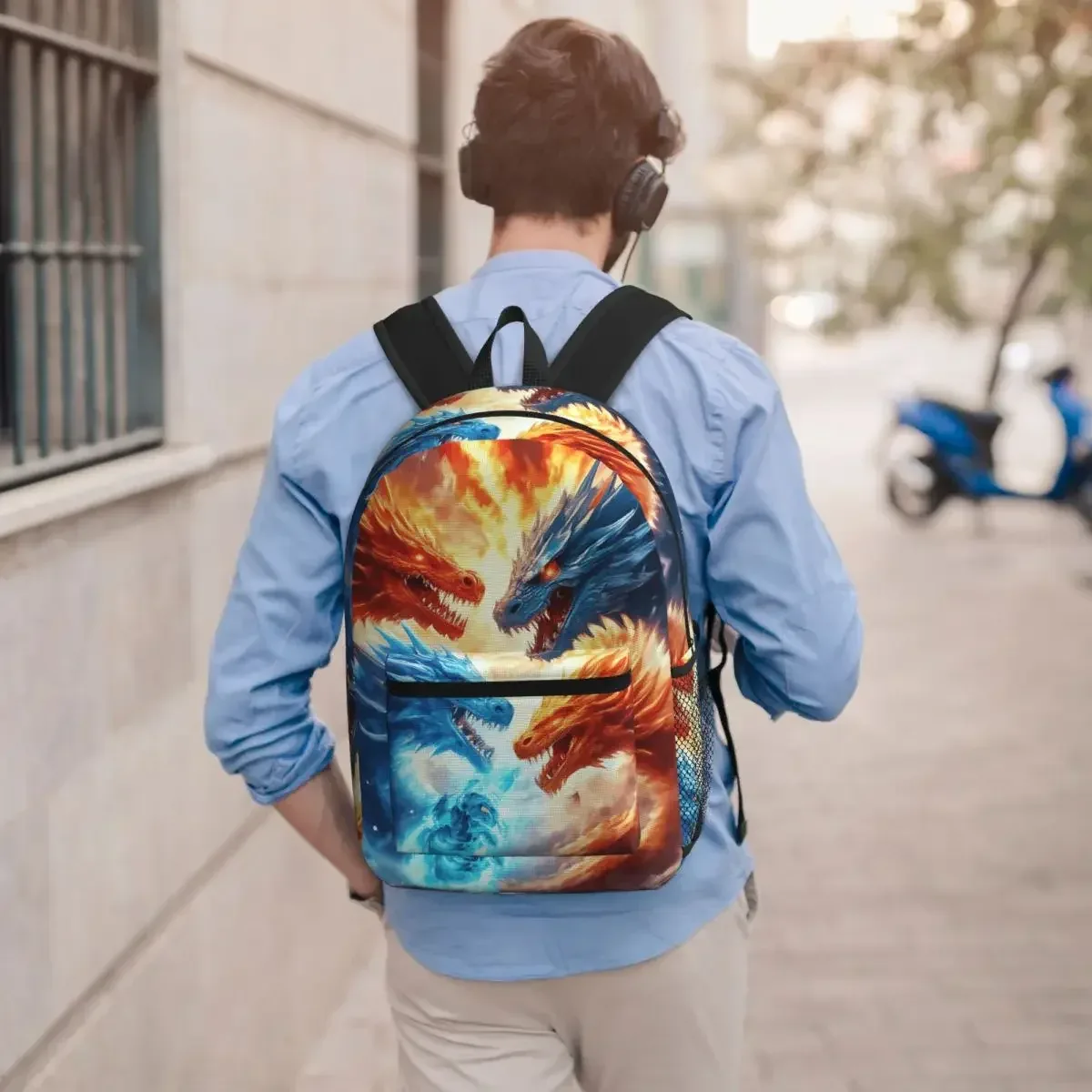 sac à dos coloré imprimé dragon mythique pour étudiants, sac d'école, sac à dos de randonnée, sac de voyage pour hommes et femmes, sac à bandoulière