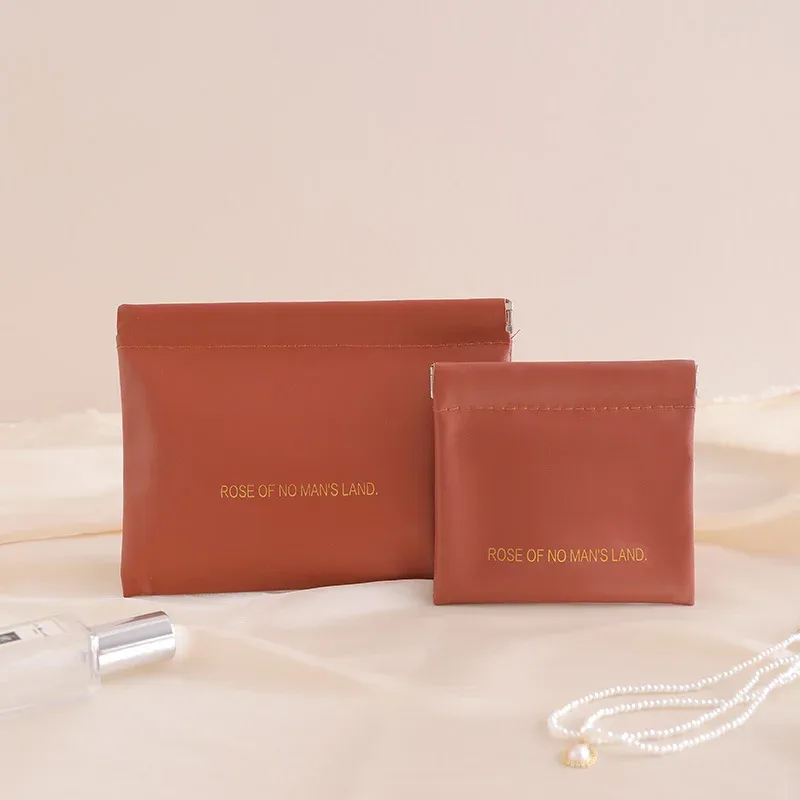 pochette de rangement en pu à fermeture automatique, mini organisateur d'écouteurs et de câbles, porte-monnaie portable, petit sac de rangement pour cosmétiques et rouges à lèvres