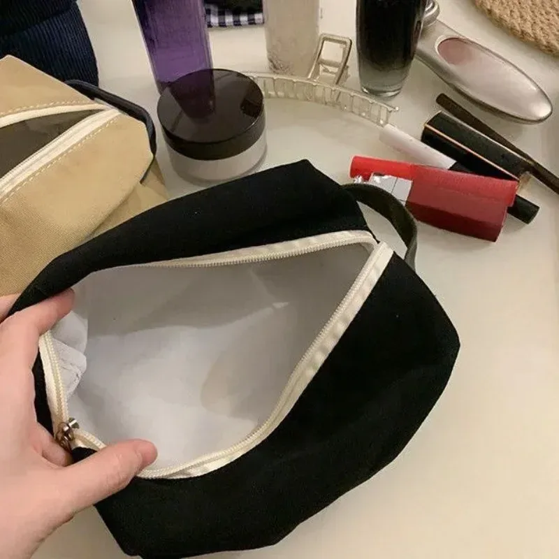 sac à cosmétiques de style coréen pour femmes, sac de rangement de voyage, trousse de maquillage en toile, petit grand fourre-tout, pochette pour kit de maquillage