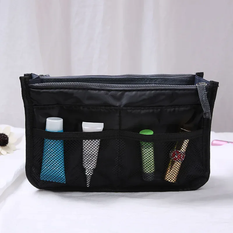 sacs à cosmétiques en nylon pour femmes, fourre-tout à double fermeture éclair, sac de maquillage, sac de rangement de produits de toilette, organisateur de maquillage de voyage en plein air pour filles