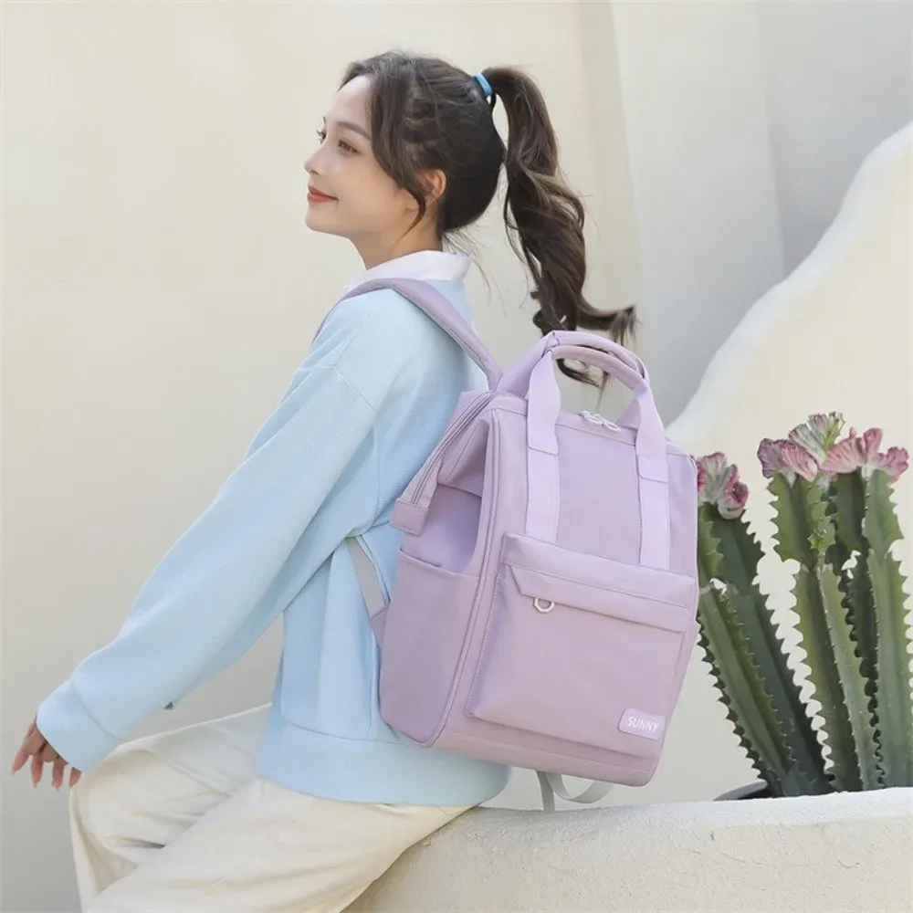 sac à dos à bandoulière de couleur unie, grande capacité, résistant à l'usure, pour ordinateur portable de voyage, tissu oxford, multi-poches, sac d'école pour étudiants
