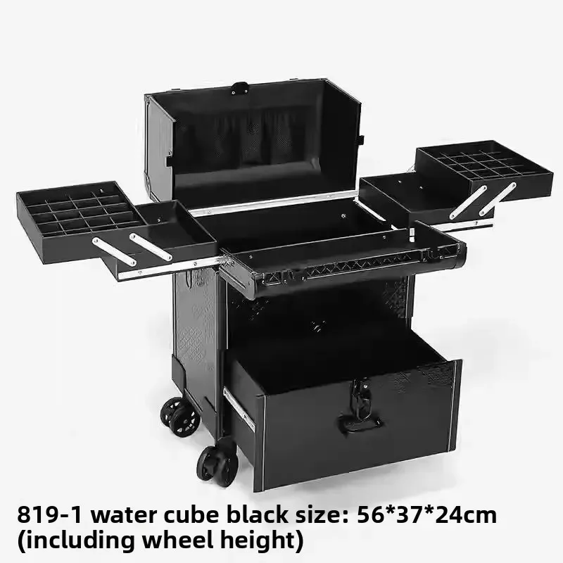 Valise de rangement portable multi-couches pour artistes, outils de beauté, ongles et tatouages, organisateur de maquillage à roulettes, grande capacité, valise de maquillage professionnelle.