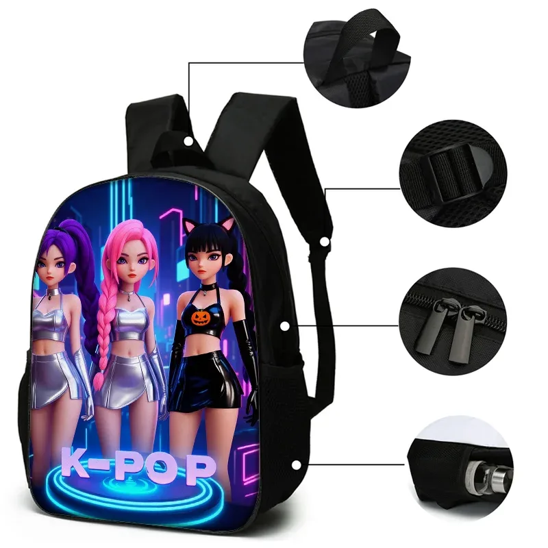 sac à dos imprimé groupe k-pop, léger, grande capacité, pour l'école, le voyage, avec sac à bandoulière, sac à crayons, cadeau parfait, 3 pièces