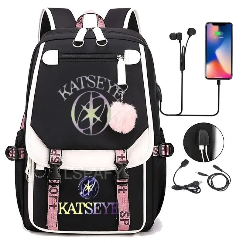 sac à dos multicolore katseye, patchwork, grande capacité, sac à dos de voyage, mochila, sac à dos pour femme, sac à dos en toile, sac à dos pour ordinateur portable, sacs d'école