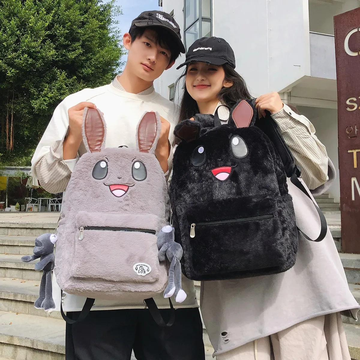 sac à dos en peluche grande capacité eevee dessin animé mignon pour étudiantes, sac à dos double épaule polyvalent et tendance pour l'école