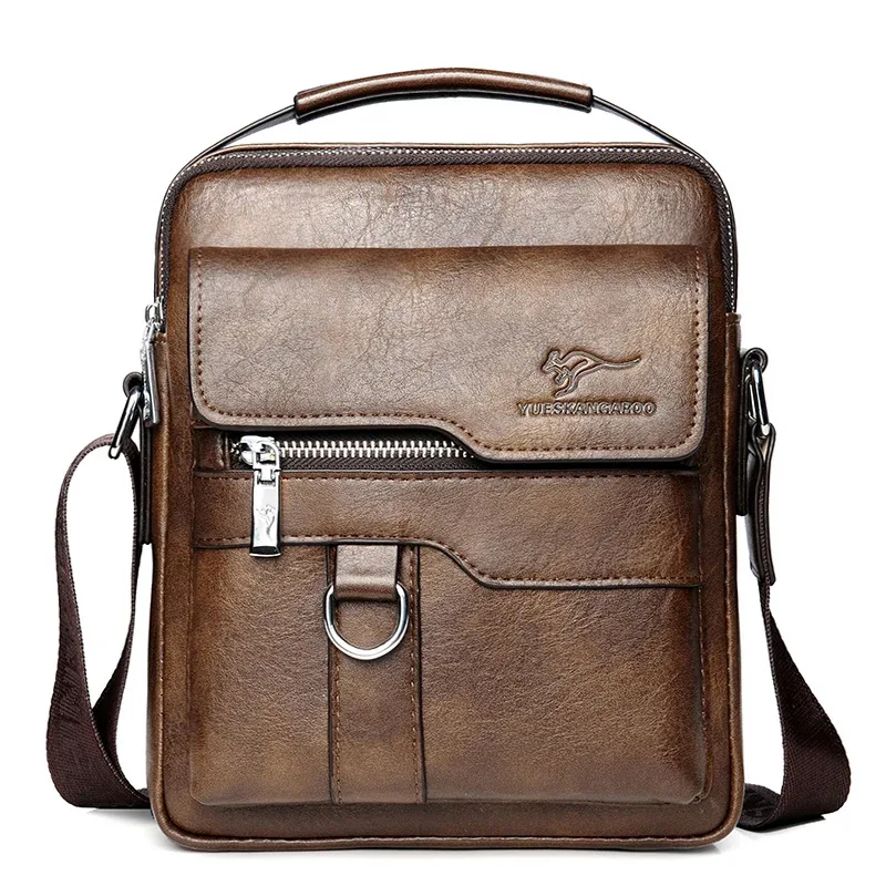 kangourou-sac à bandoulière en cuir pour homme, sac à main pour homme, sac à bandoulière messenger, cadeau pour mari, marque de luxe, côté initié
