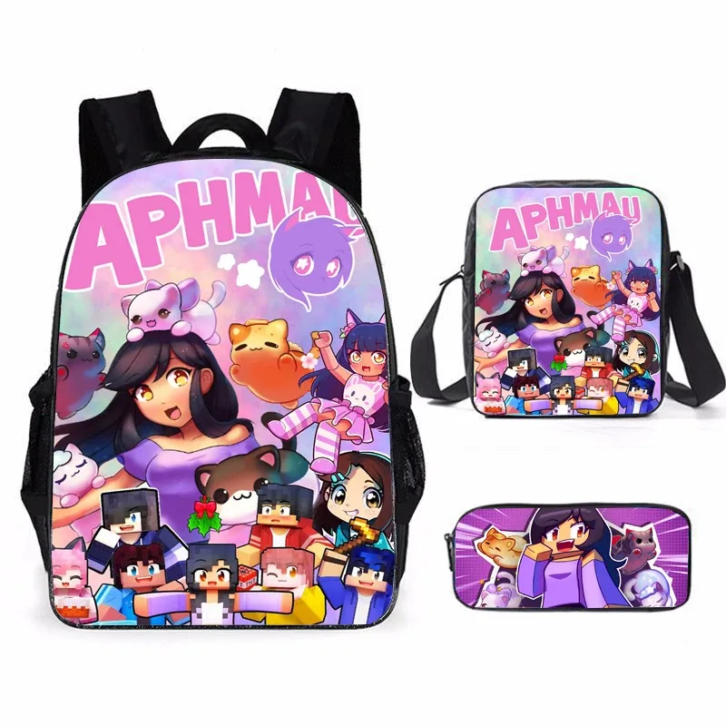 sacoche nylon personnage féminin dessin animé sac dos cadre externe fermeture éclair compartiment intérieur usage étudiant voyage