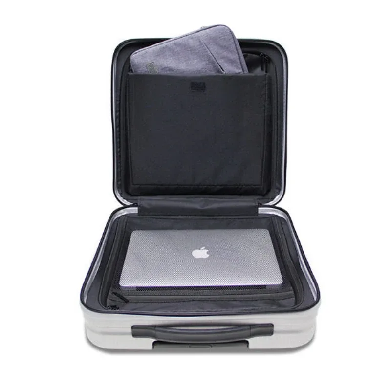 Valise PC Marbrée Noir Roues Spinner Légères Bagages Main Format 18 Pouces Voyage Business