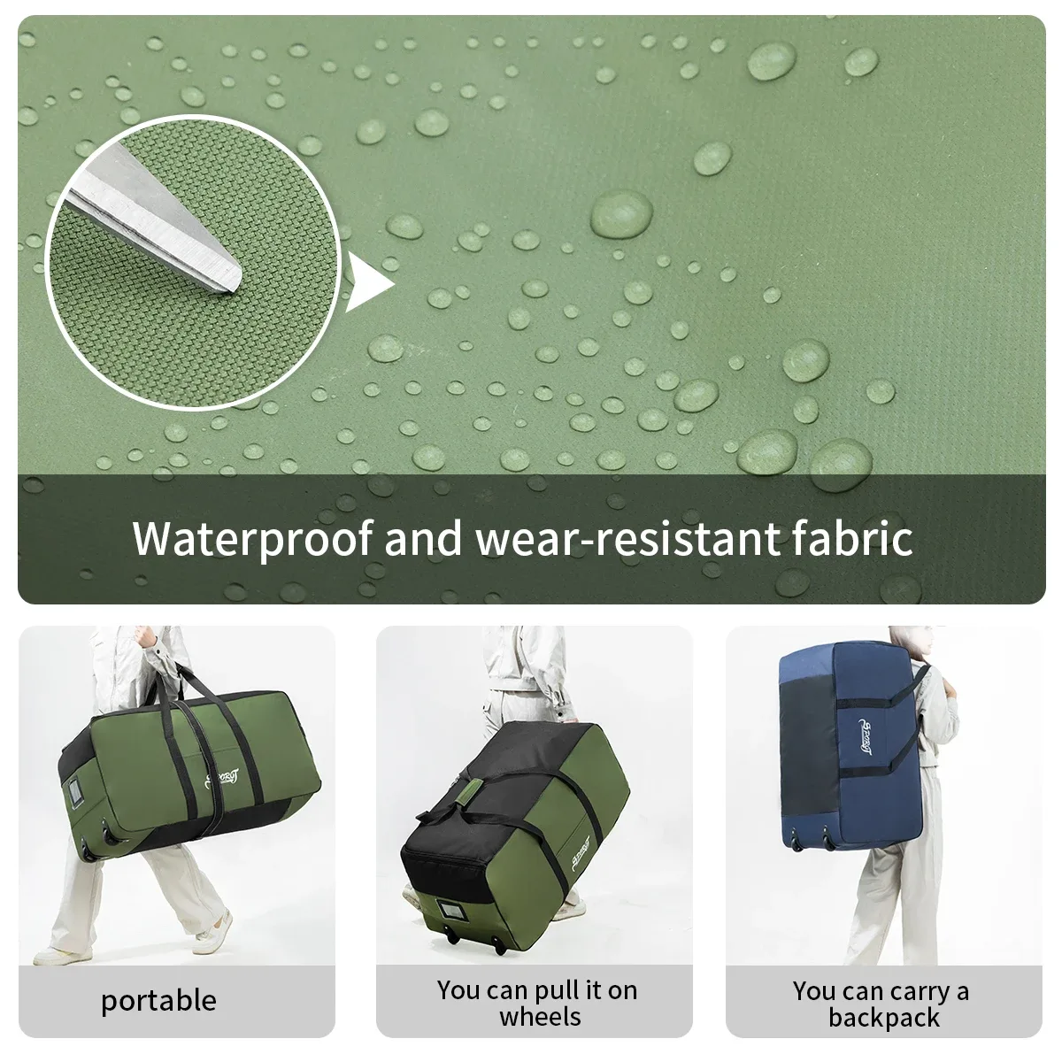 équipement de pique-nique de style camping en plein air, sac à cosmétiques, vêtements, tente, fournitures, boîte de rangement avec roulettes, sac de voyage extra large de grande capacité