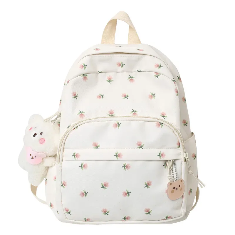 sac à dos personnalisé avec nom et petite fleur fragmentée, sacoche de voyage de grande capacité, style campus, pour femmes