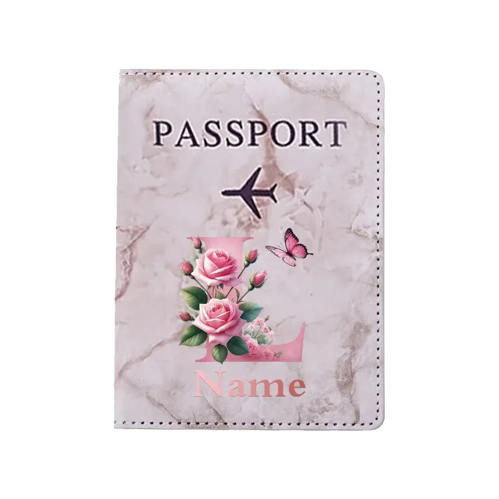 porte-passeport personnalisé avec lettres florales, nom personnalisé, pratique pour les voyages, les affaires, les mariages, cadeau