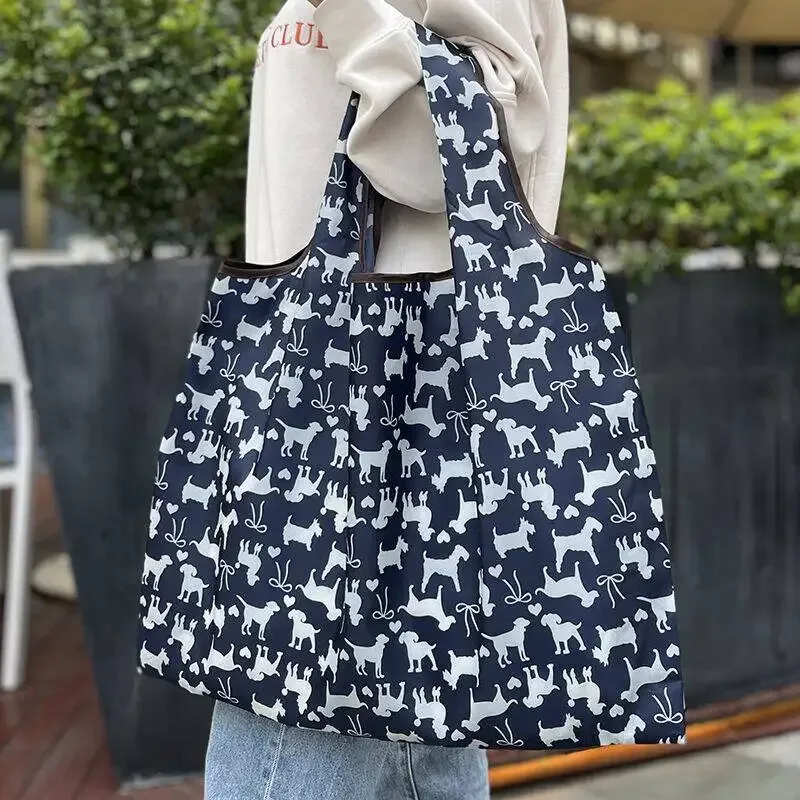 sac d'épicerie pliable en nylon de grande capacité, sac fourre-tout de style japonais, portable, réutilisable, écologique, sac à main imperméable