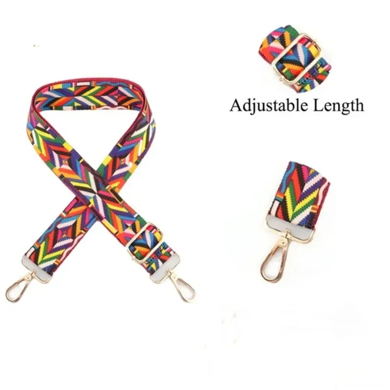 sangle de sac en nylon pour femme, 1 pièce, sangles colorées pour bandoulière, accessoires de sac à bandoulière, ceintures brodées réglables