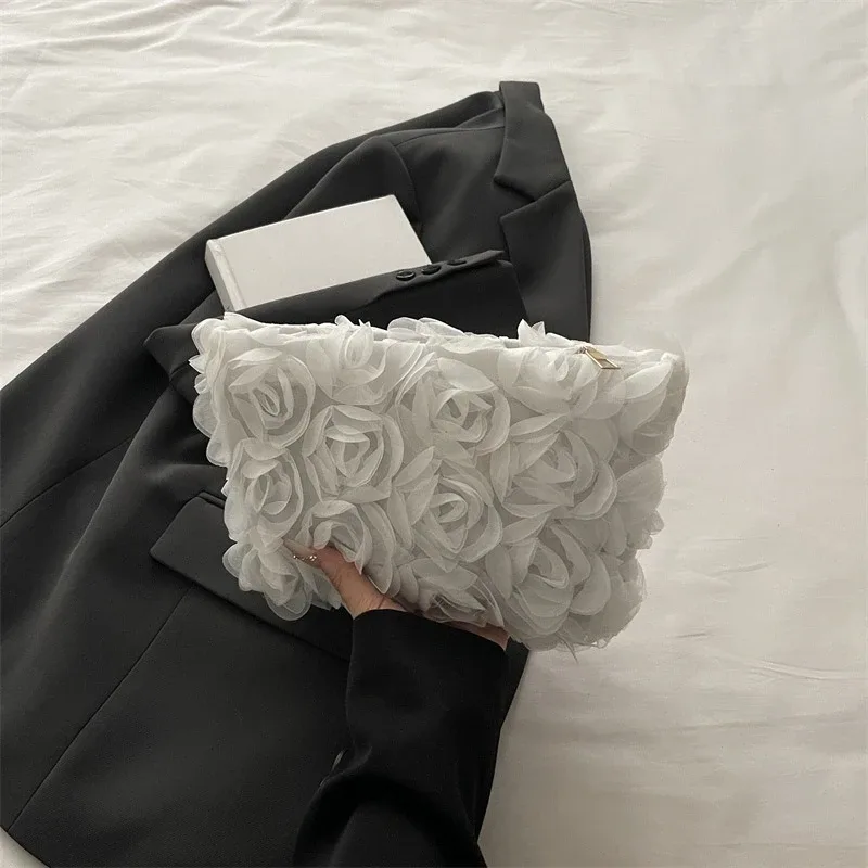 sac de maquillage portable noir pour femmes, grande capacité, dentelle blanche, fleurs, pochette cosmétique, sac à main pour dames, sac de rangement de toilette de voyage