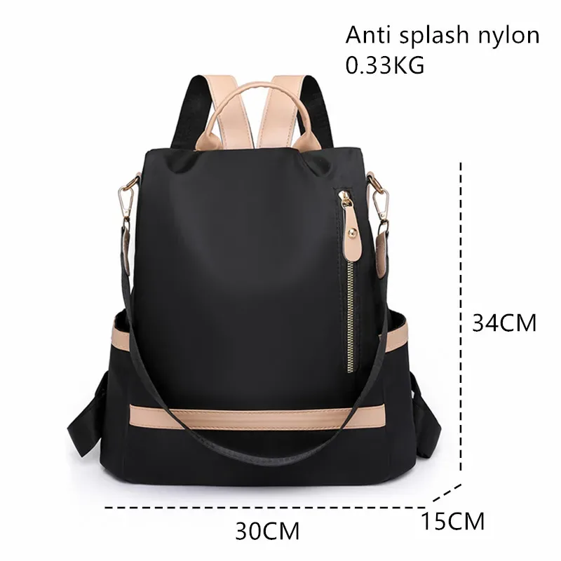 sac à dos antivol en tissu imperméable pour femme, grande capacité, style simple, décontracté, mode voyage, marque initiée