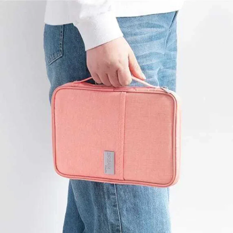 porte-passeport de voyage étanche multifonction pour femmes, housse rose, sacs, organisateur de documents familiaux, sac d'accessoires de voyage
