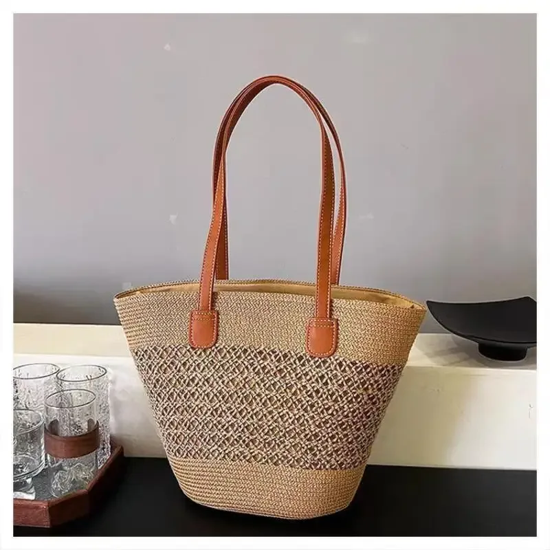 sac à bandoulière en paille inswind pour femmes, grande capacité, pour la plage, les voyages, les vacances, l'usage quotidien, le shopping, les trajets domicile-travail et les courts séjours