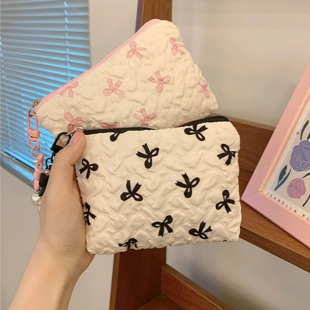 pochette cosmétique mignonne à nœud papillon, sac de rangement portable multifonctionnel de haute qualité, mini porte-monnaie au design raffiné