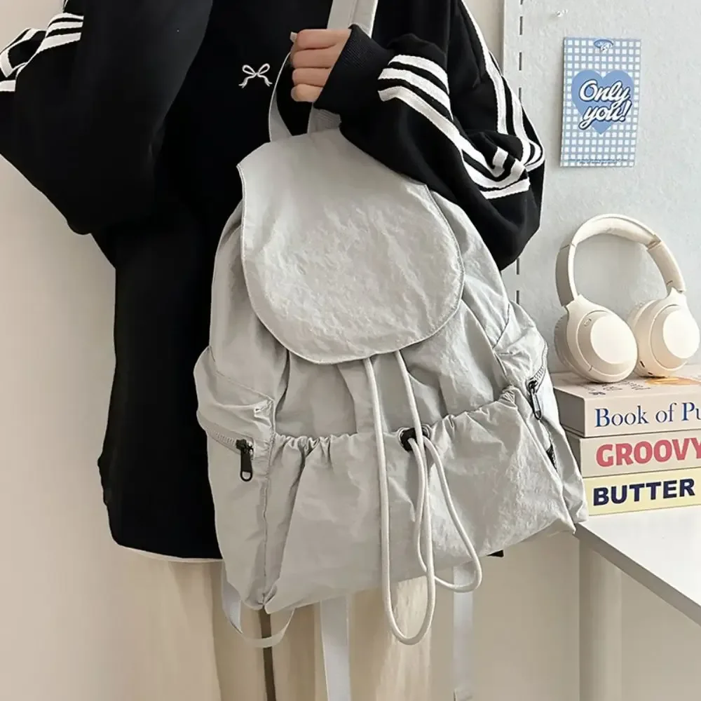 sac à dos de voyage léger et tendance, style coréen, imperméable, à cordon de serrage, grande capacité, en nylon, pour étudiants et adolescents