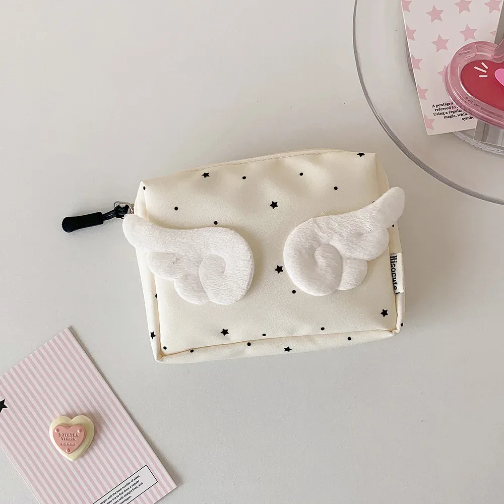 mini pochette de maquillage élégante, pochette kawaii, sac de rangement mignon, sac de rangement portable adorable pour articles de toilette scolaires, sac à main