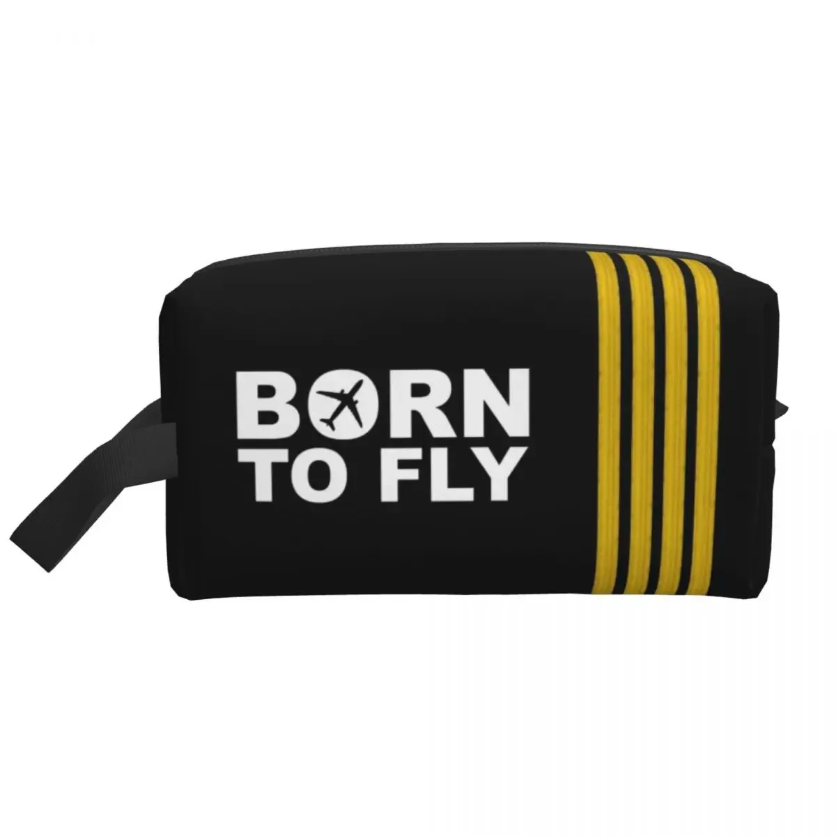 Trousse de toilette personnalisée Born To Fly Captain Stripes, pilote de vol, aviateur d'aviation, avion, maquillage, rangement de cosmétiques, Kit Dopp