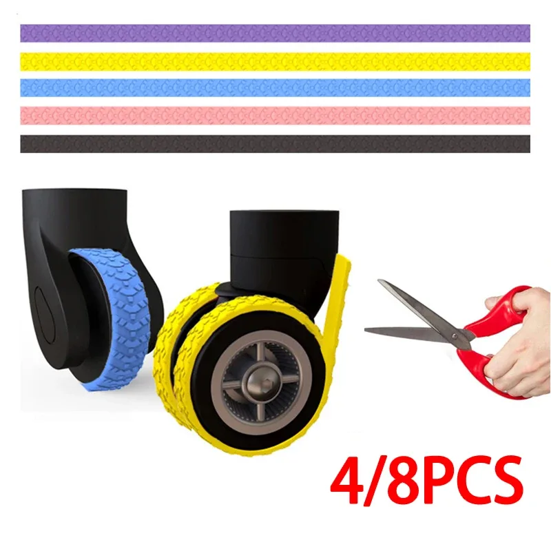 Valise en Silicone cisaillé, étui de Protection de roue, réduit le bruit, bagages de voyage, roulettes, chaussures, boîte de chariot, roulettes, 4/8 pièces