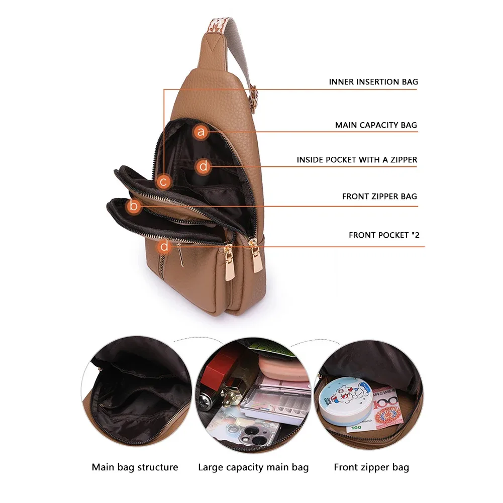 sac à bandoulière en cuir pu imperméable pour femme, sac de poitrine décontracté, sacs initiés, sac messager, voyage, cyclisme, haute qualité, mode