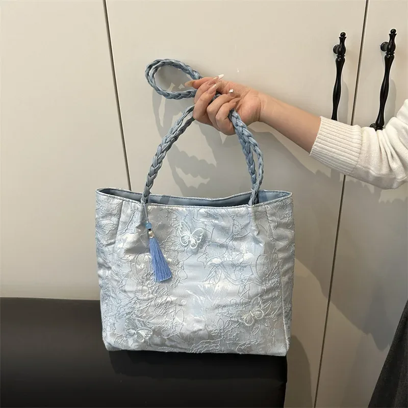 texture loisirs nouveau style chinois sac à bandoulière antique polyvalent grande capacité sac fourre-tout élément hanfu travail banlieue sac de rangement