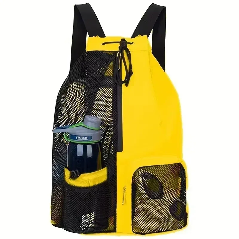 sac à dos en maille avec cordon de serrage, pratique à transporter, pour la plage, la plongée, le sport, la gym