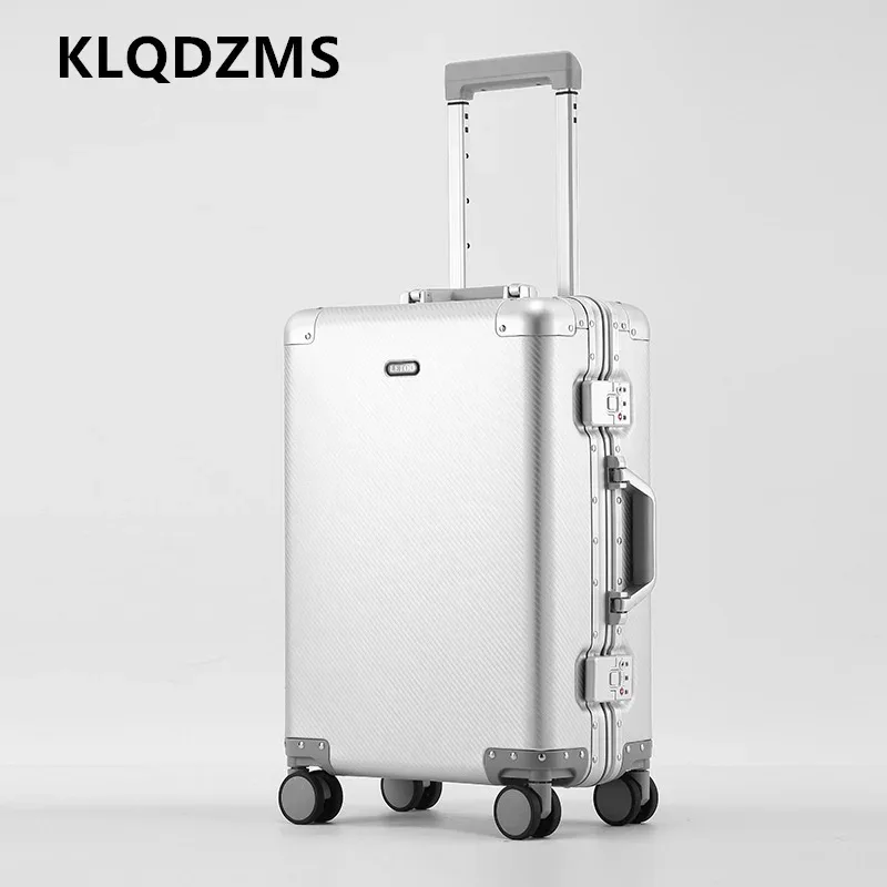 klqdzms – valise de cabine en alliage d'aluminium et de magnésium, 20 pouces, de haute qualité, pour hommes et femmes, valise d'affaires à roulettes
