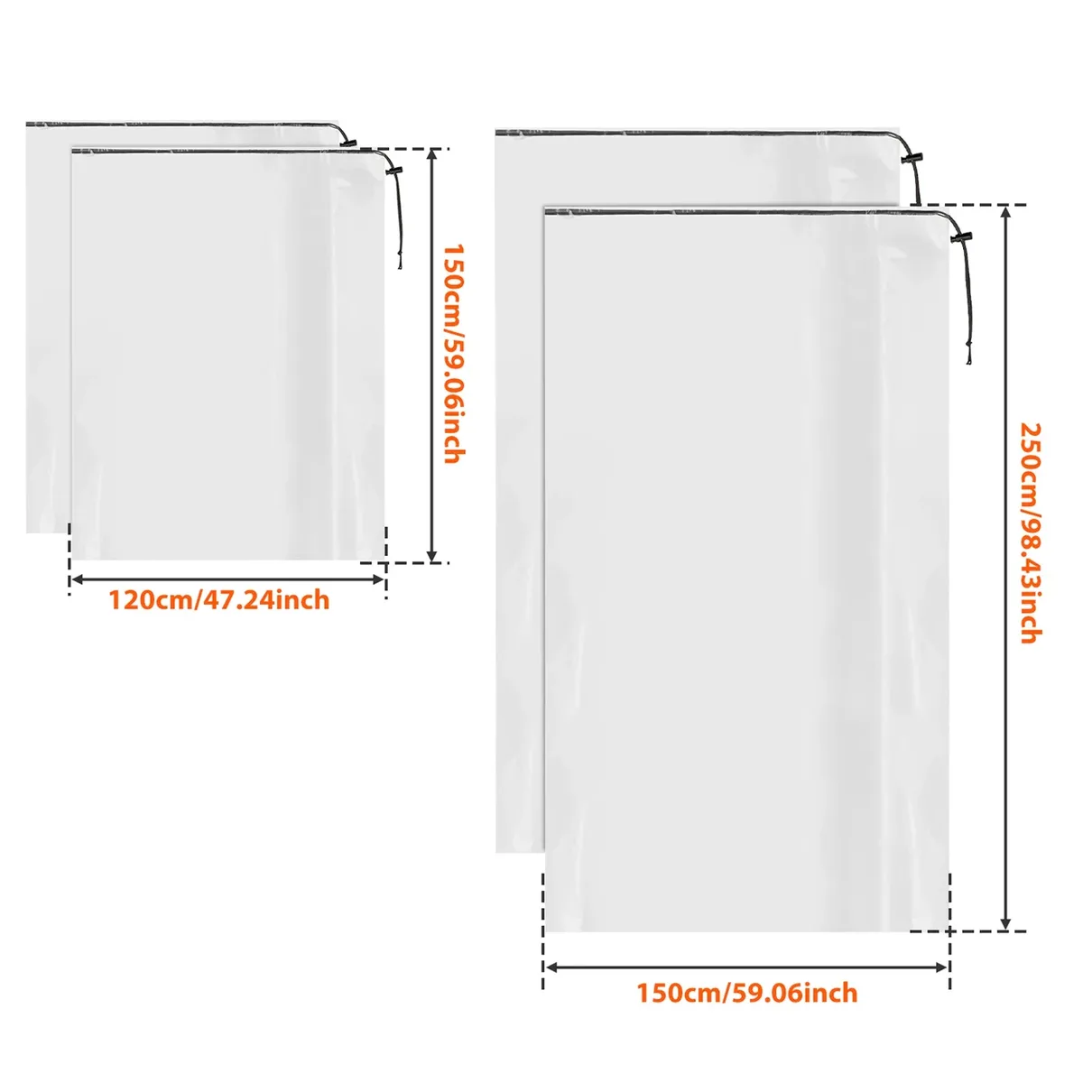 lot de 4 housses de protection transparentes pour valises avec cordon de serrage, sacs de rangement pour bagages, organiseurs de couvertures et de couettes, accessoires de voyage