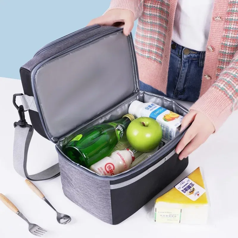 sac de rangement alimentaire portable oxford grande capacité, imperméable, avec fermeture éclair, boîte à lunch thermique pour pique-nique en plein air