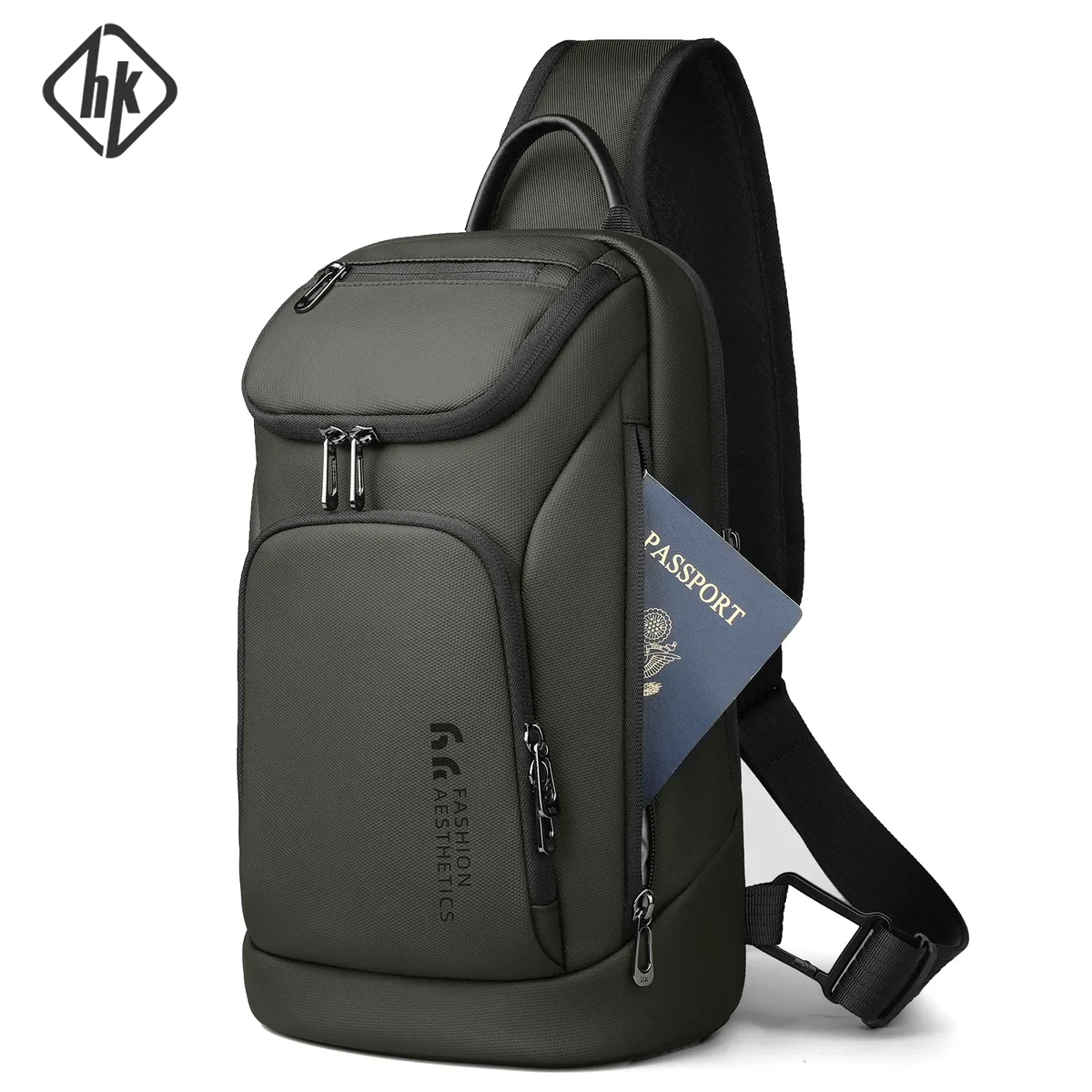 hk – sac à bandoulière multifonction pour hommes, sac à bandoulière étanche, adapté à l'ipad de 11 pouces, sac messager léger pour voyage et plein air