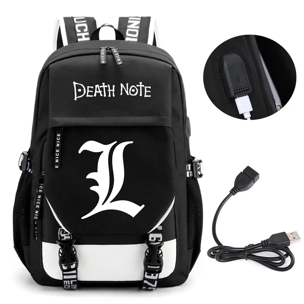 anime death note sac à dos école livre sacs mochila voyage usb port sac ordinateur portable garçon filles cadeau