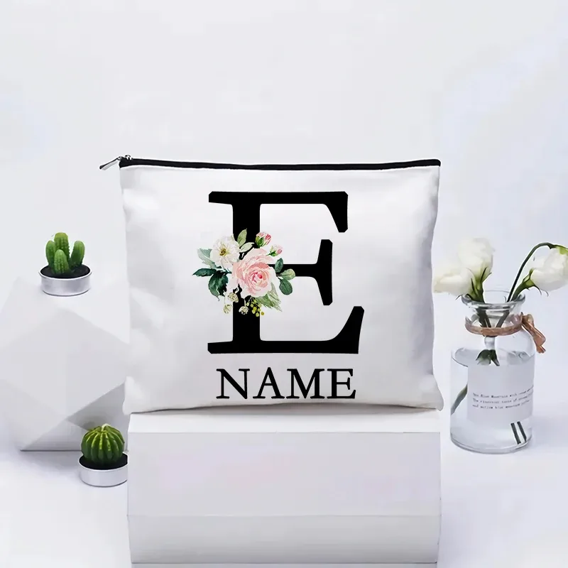trousse de maquillage personnalisée avec nom, trousse de maquillage de voyage, trousse de maquillage de mariage, pochette cosmétique en toile pour fête, organisateur, cadeaux pour femme