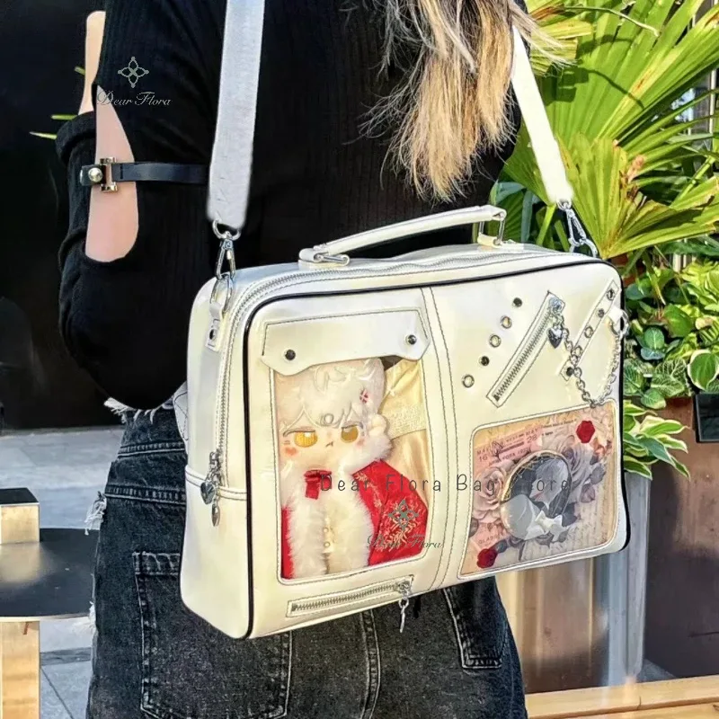 y2k ita-sac à dos transparent pour femme et fille, affichage diy, bandoulière, mode, étudiant, voyage