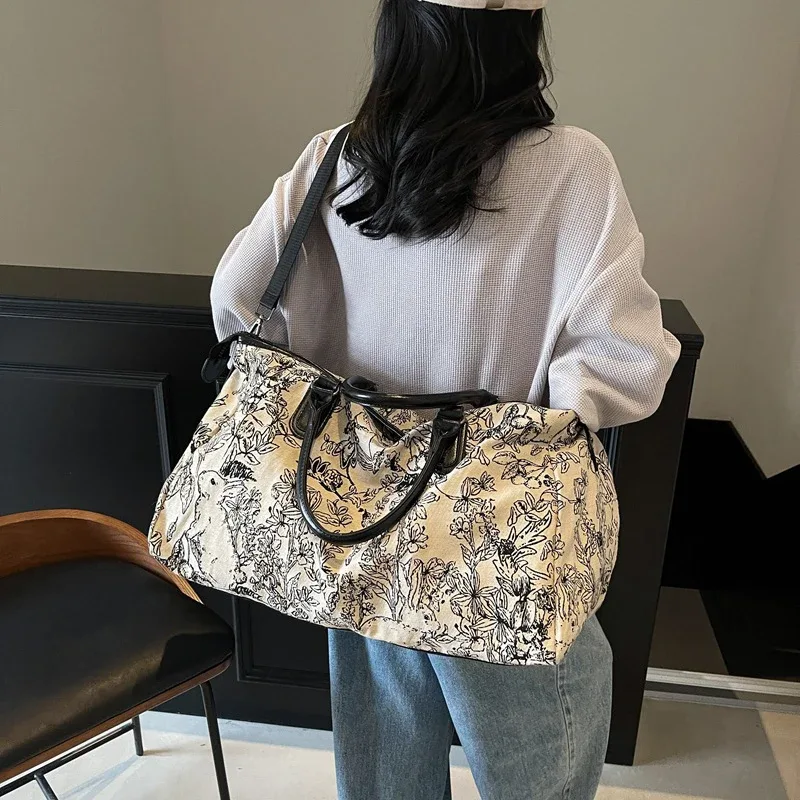 sac polochon de voyage pour courtes distances pour femmes, léger, pour fitness, bagages à main, randonnée en plein air, shopping, cartable rétro
