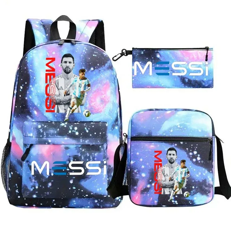 lot de 3 sacs à dos messi en nylon, simples, pour le sport, avec compartiment pour ordinateur portable, sacs à dos décontractés pour l'école, les voyages et les trajets quotidiens