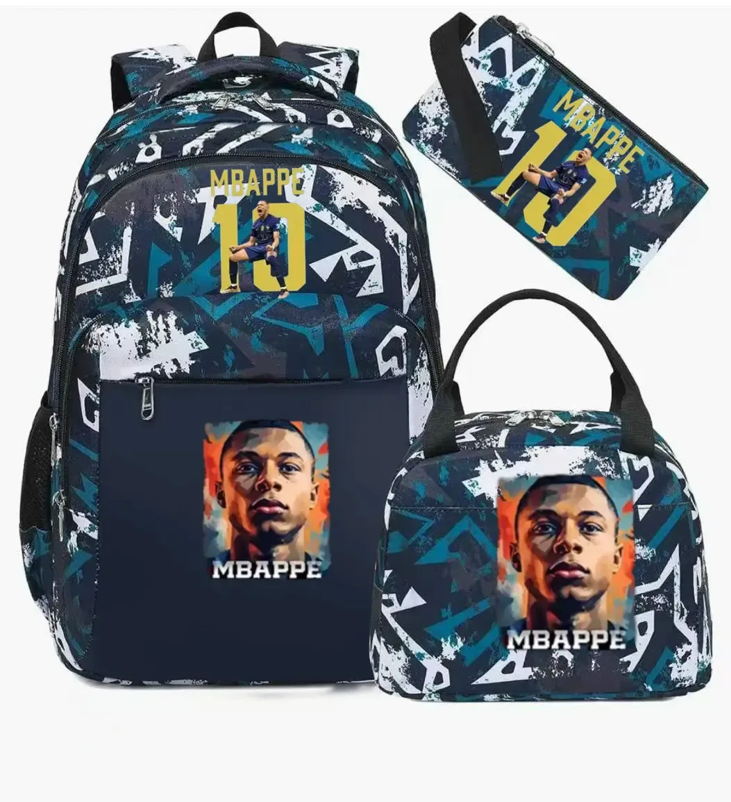 sac à dos m-mbappe camouflage 3 pièces, sacs d'école pour ordinateur portable, pour garçons et filles, sacs de voyage décontractés pour femmes et hommes, mochila