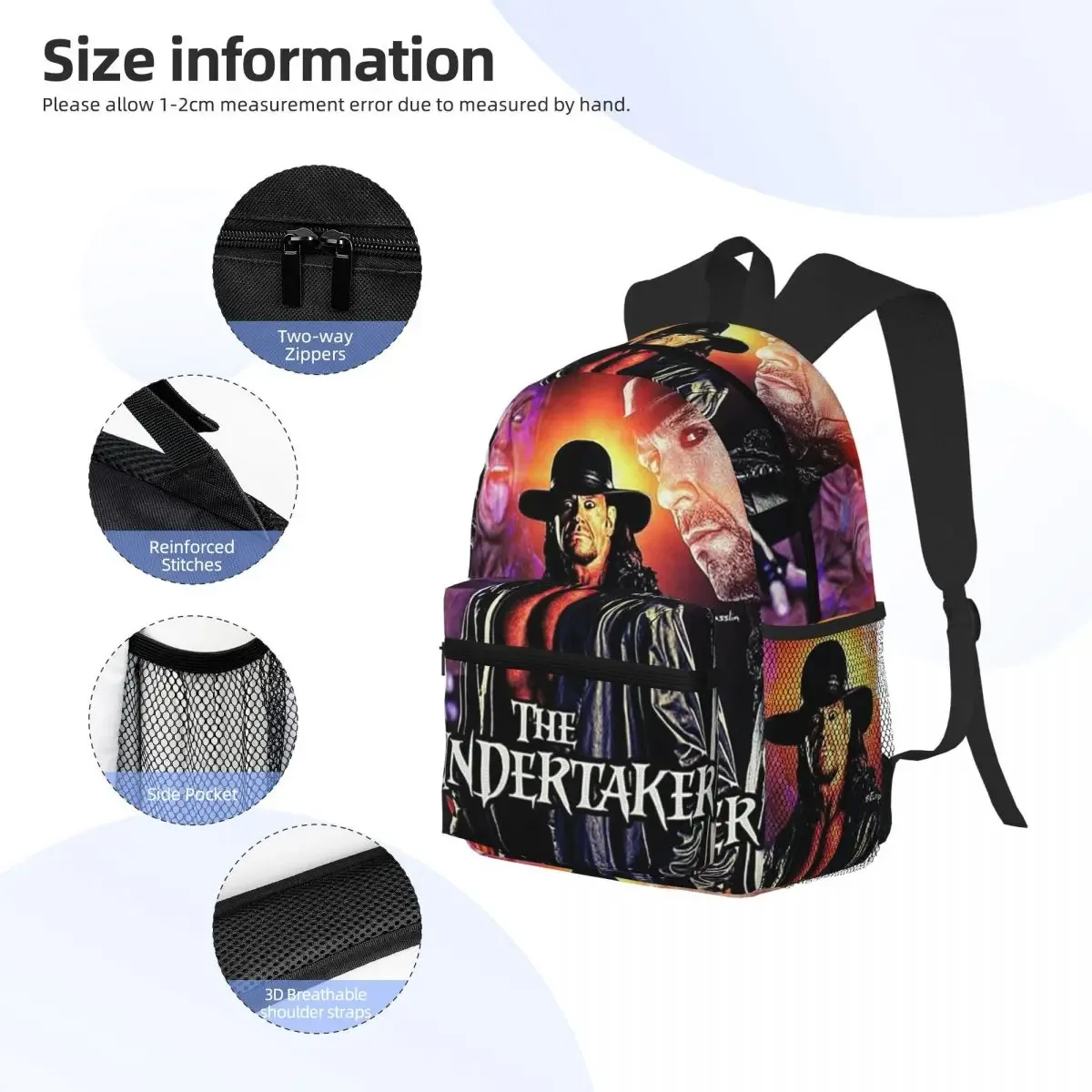 the undertaker wrestling – sac à dos de lutte professionnelle pour étudiants, sac d'école, sac à dos de randonnée pour garçons et filles, sac à bandoulière