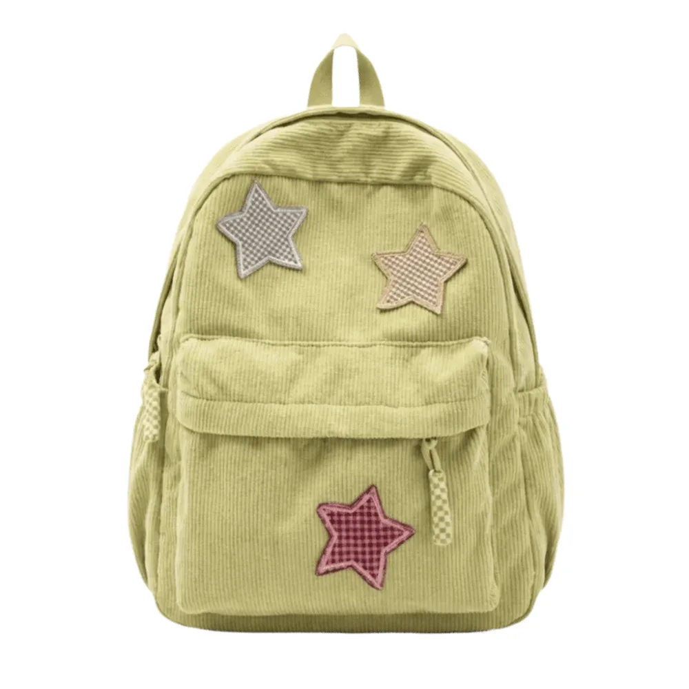 sac à dos portable en velours côtelé, tissu doux, grande capacité, sac à dos scolaire léger, sac de voyage à fermeture éclair.