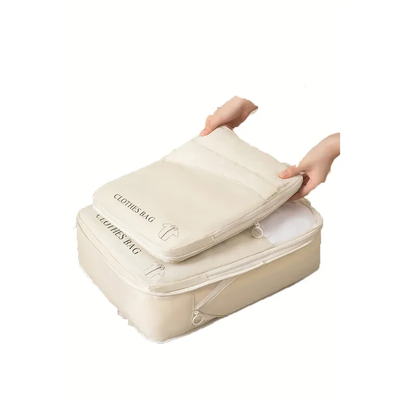 Ensemble multi-pièces de voyage, sac à cosmétiques simple, rangement portable de grande capacité, étanche, résistant à l'humidité, résistant à la saleté, ensemble de rangement facile à entretenir, sac à cosmétiques pour vêtements compressé, peu encombrant, facile à utiliser, compartiment intime