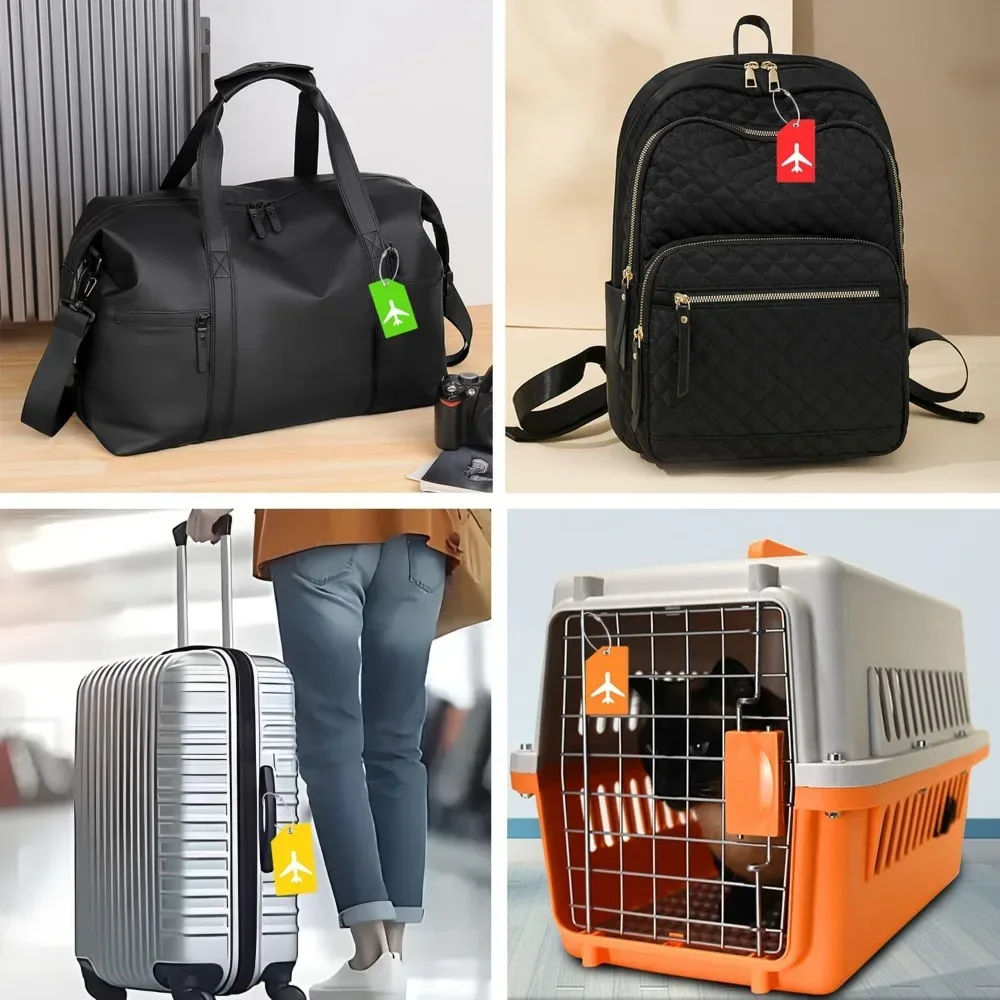 étiquettes de bagages en silicone pour valises, accessoires de voyage, porte-carte d'identité, boucle en acier inoxydable, identifiant de bagages, 1/5 pièces